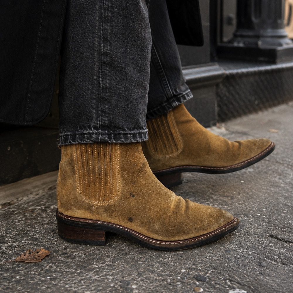 Coach Distressed Bowery Chelsea Boots Women's Size 5B Camel Suede Ankle Shoes